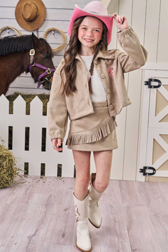 Shorts Saia em Malha Suede Marrom Kukiê 82549 - comprar online