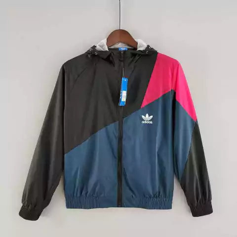Corta Vento Adidas - Preto, Azul e Rosa - Unissex
