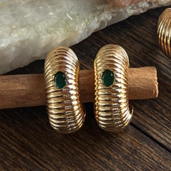 Brinco Meia Argola Texturizada Abaulada -Banho Ouro na internet