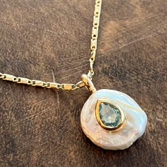 Colar Pérola Barroca e Cristal Aqua - comprar online