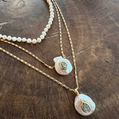 Choker Pérola Barroca e Cristal Aqua - Daniela Lopes Acessórios