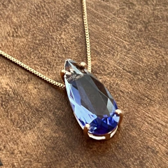 Colar Gota Cristal Tansanita