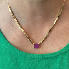 Colar Canutilho Pingente Quadrado - Banho Ouro na internet