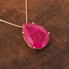 Colar Gota Turmalina Fusion Rosa - Banho Ouro - comprar online