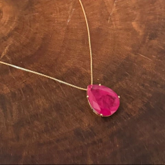 Colar Gota Turmalina Fusion Rosa - Banho Ouro na internet