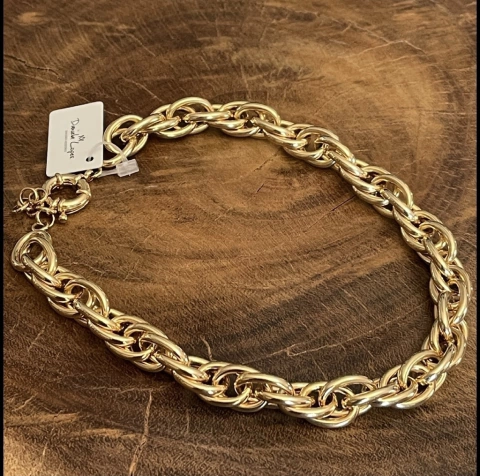 Corrente Elos Ovais Intercalados Lisos - Banho Ouro