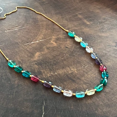 Colar Cristal Facetado Colorido- Banho Ouro - comprar online