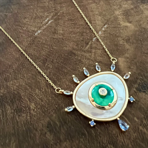 Colar Olho Grego Madrepérola e Fusion