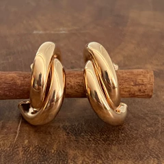 Argola Dupla Trançada - Banho Ouro - comprar online