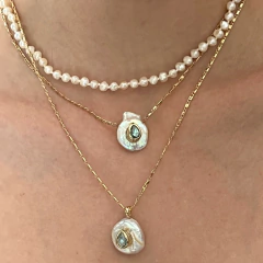 Choker Pérola Barroca e Cristal Aqua - loja online