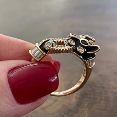 Anel Pantera Esmaltada