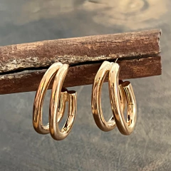 Brinco Argola Dupla - Banho Ouro - comprar online