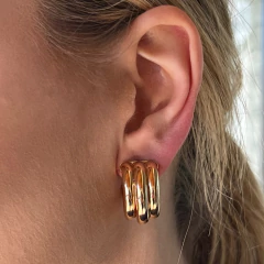 Brinco Argola 3 Gomos - Banho Ouro na internet