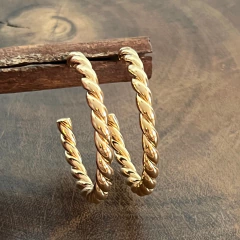 Brinco Argola Trançada Grande - Banho Ouro
