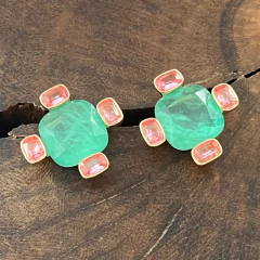 Brinco Turmalina Fusion e Cristal Rosa