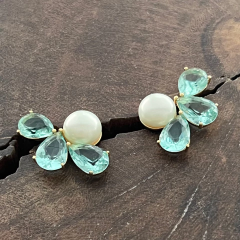 Brinco Ear Cuff Cristal e Pérola