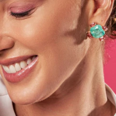 Brinco Turmalina Fusion e Cristal Rosa - comprar online