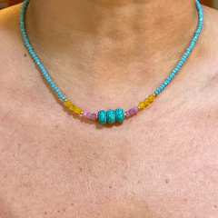 Colar Cristal Turquesa e Jade - comprar online