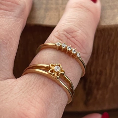 Anel Ana Dourado Zircônia - Daniela Lopes Acessórios