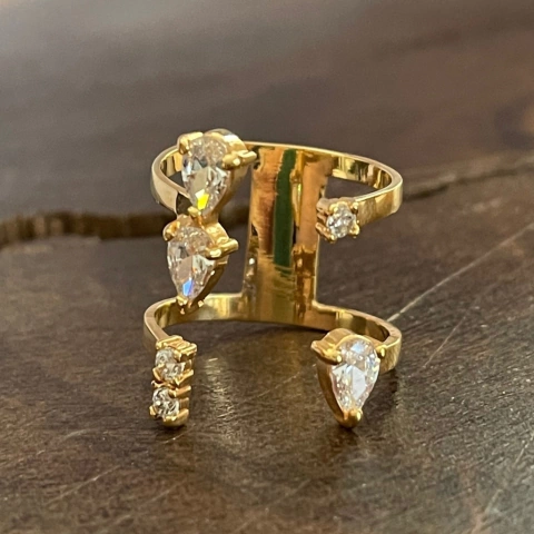 Anel Banho Ouro Zircônia