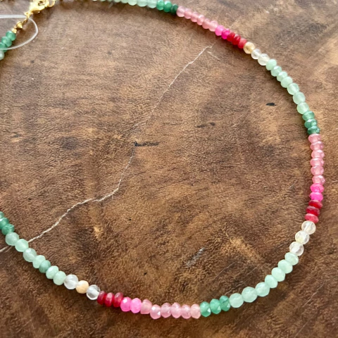 Colar Cristal Jade Melancia