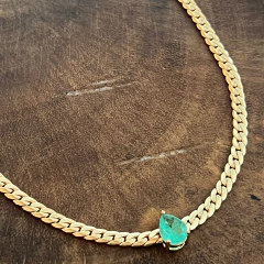 Colar Choker com Gota Turmalina Fusion - Banho Ouro