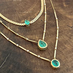 Colar Gota Cristal Turmalina Fusion - Banho Ouro - Daniela Lopes Acessórios