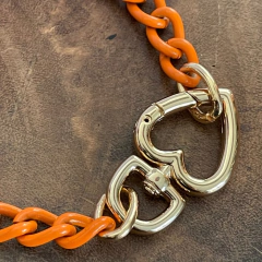 Corrente Esmaltada Laranja Fecho Coração - comprar online