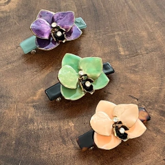 Presilha Orquídea Esmaltada Verde - comprar online