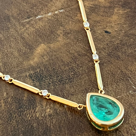 Colar Gota Cristal Turmalina Fusion - Banho Ouro