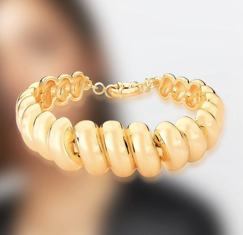 Bracelete Gomos Curvos e Lisos