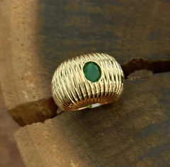 Anel Abaulado Frisado - Banho Ouro - comprar online