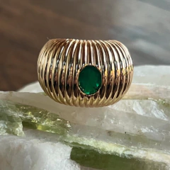 Anel Abaulado Frisado - Banho Ouro