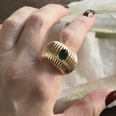 Anel Abaulado Frisado - Banho Ouro - Daniela Lopes Acessórios