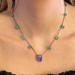 Colar Eloah Ródio Negro - Esmeralda Colombiana Fusion - comprar online