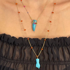 Colar Dente Sabre Turquesa - Daniela Lopes Acessórios