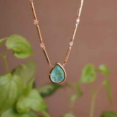 Imagem do Colar Gota Cristal Turmalina Fusion - Banho Ouro