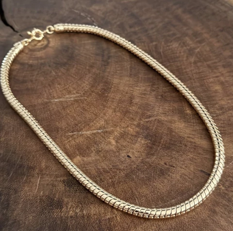 Colar Malha Tubo- Banho Ouro