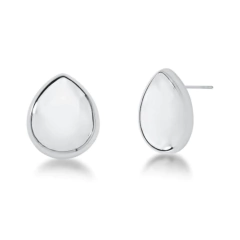 Brinco Gota Chata- Banho Ródio - Daniela Lopes Acessórios