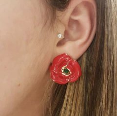 Brinco Flor Esmaltada Vermelha na internet