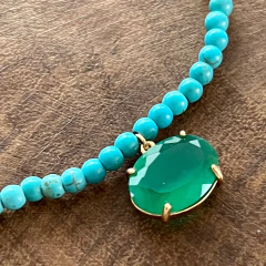 Colar Turquesa e Pingente Jade Verde - comprar online