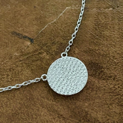 Colar Medalha Ródio Zircônias