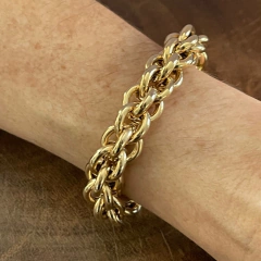 Pulseira Elos Intercalados Lisos - Banho Ouro - comprar online