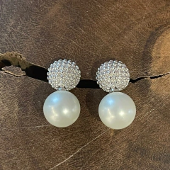 Brinco Pipoca Pérola - Ródio