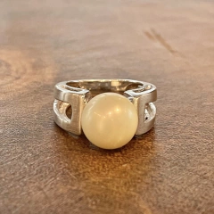 Anel Pérola - Ródio Fosco