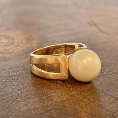 Anel Pérola - Banho Ouro Fosco - comprar online