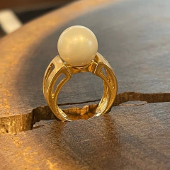 Anel Pérola - Banho Ouro Fosco na internet