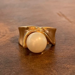 Anel Pérola - Banho Ouro Fosco