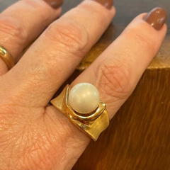 Anel Pérola - Banho Ouro Fosco na internet