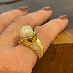 Anel Pérola - Banho Ouro Fosco - Daniela Lopes Acessórios